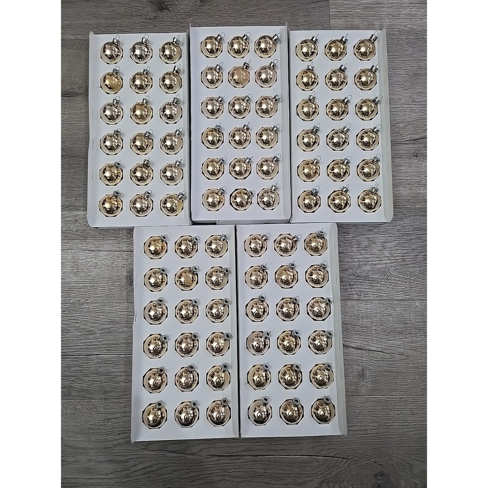 Vintage Lot 90 Rauch Industries 1 3/4" Shiny Gold Glass Christmas Ornaments‎ USA